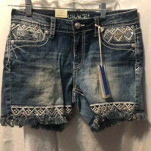 Grace in LA Women's Jeans Mid Rise Easy Shorts S28